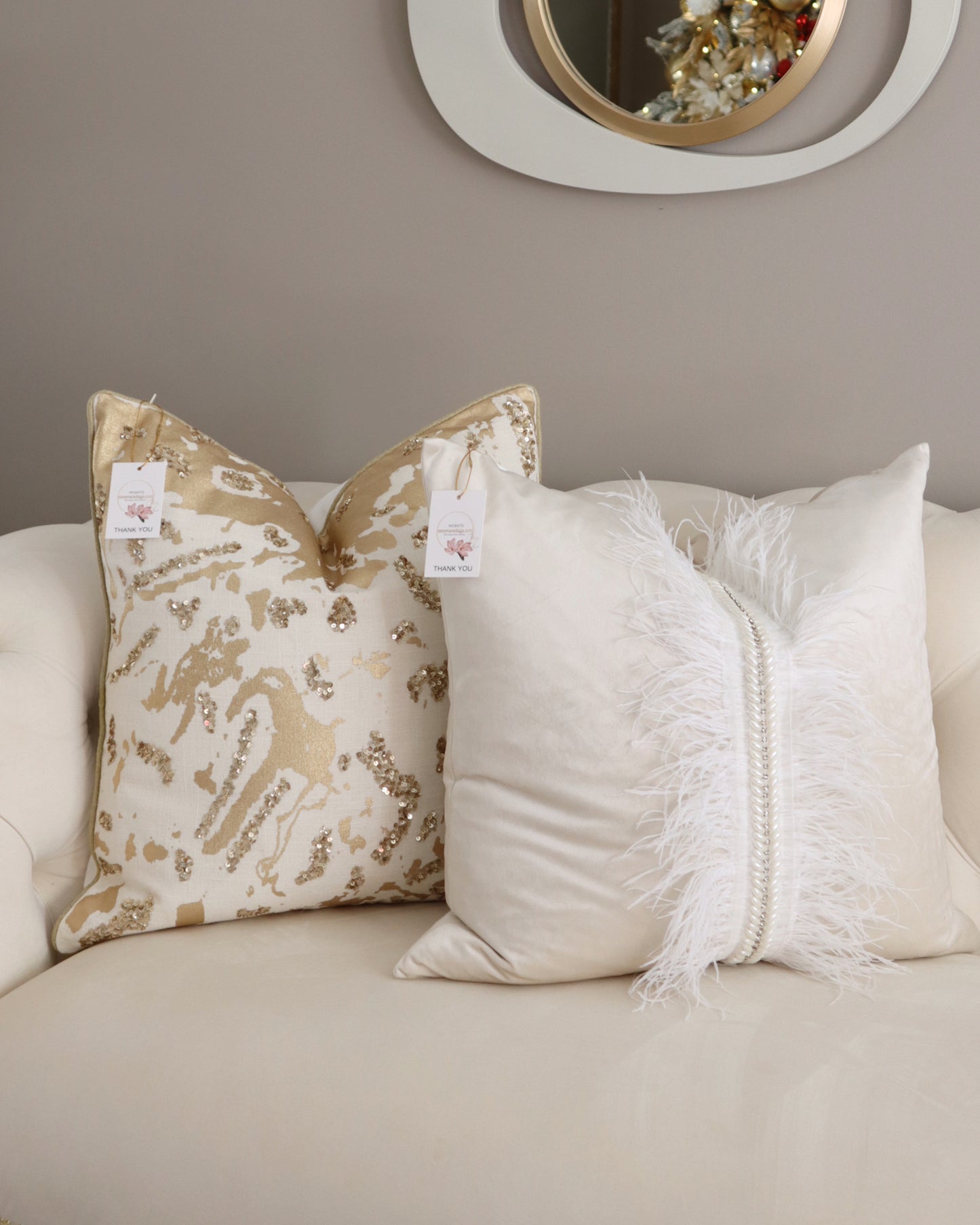 Ivory And Gold Foil Pillow