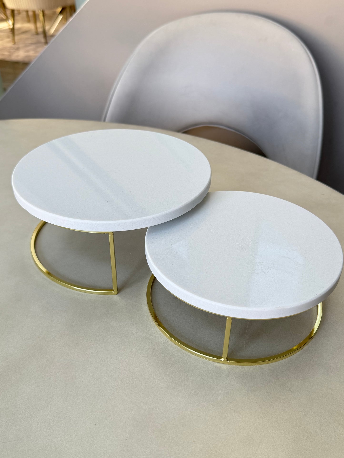 Marble Cake Stands, Brass Metal