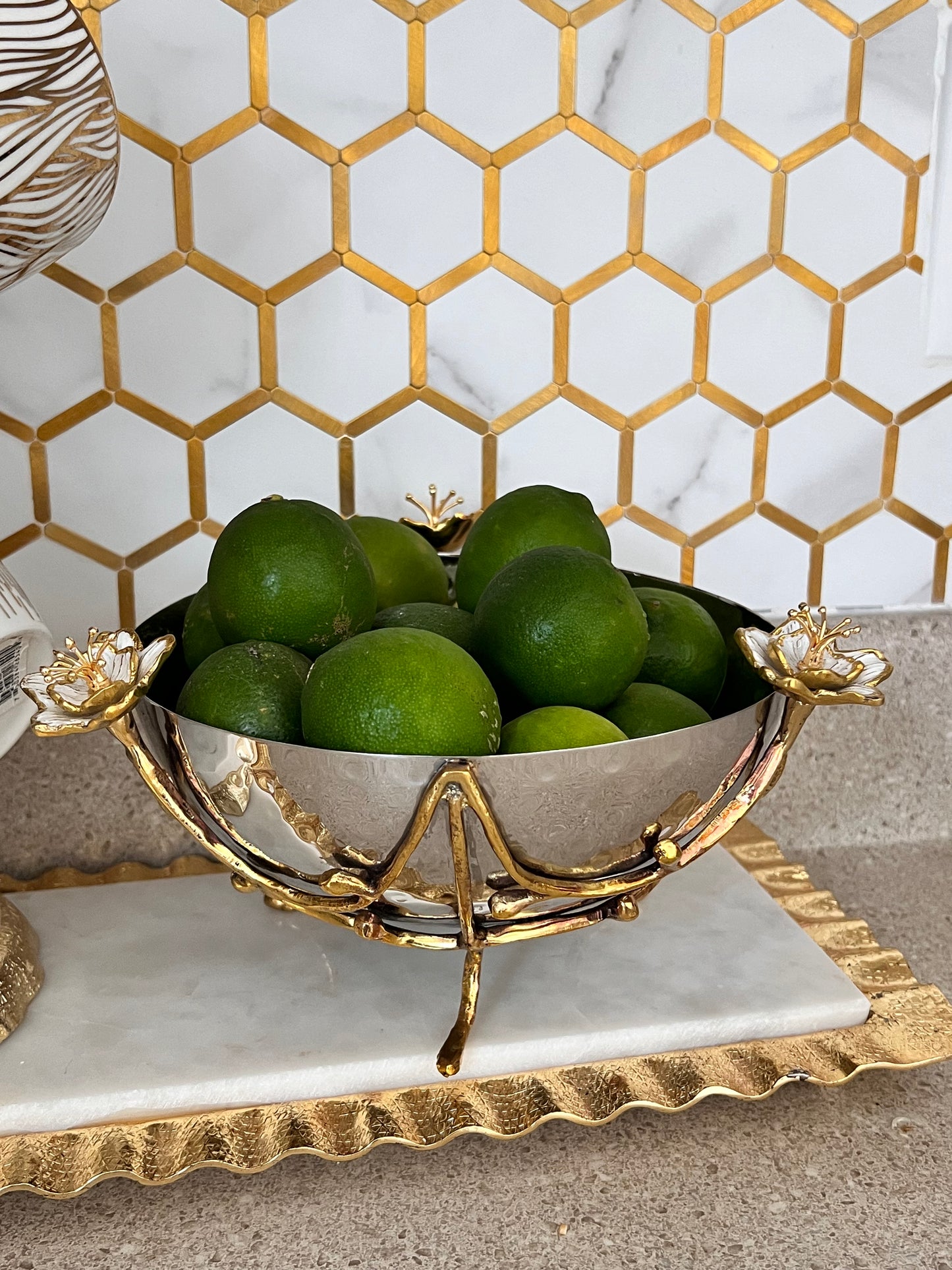 Stainless Steel Bowl with gold design