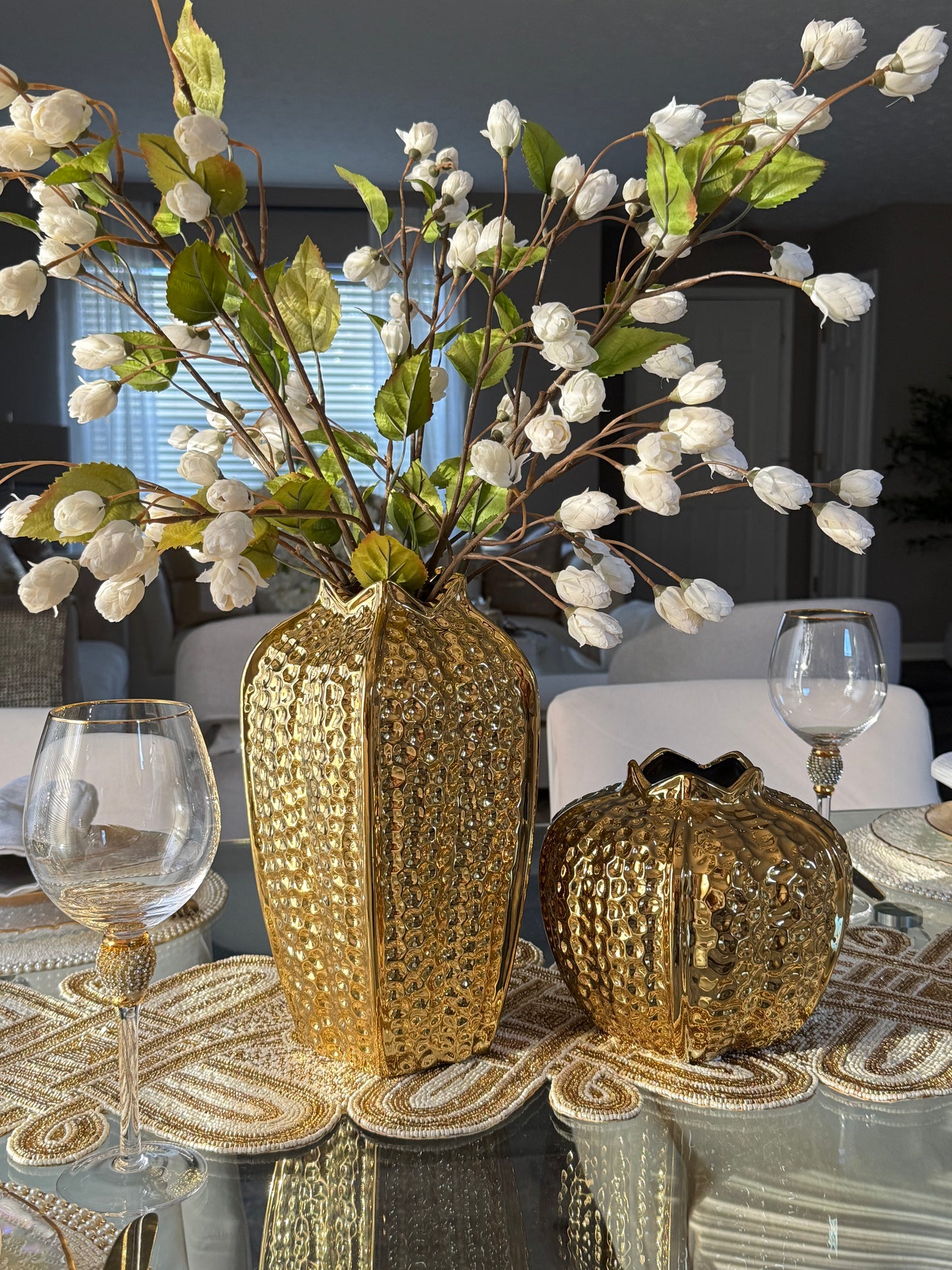 Two size Gold  Elegant vase