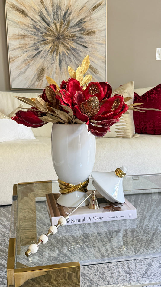 White and Gold Design vase (small)