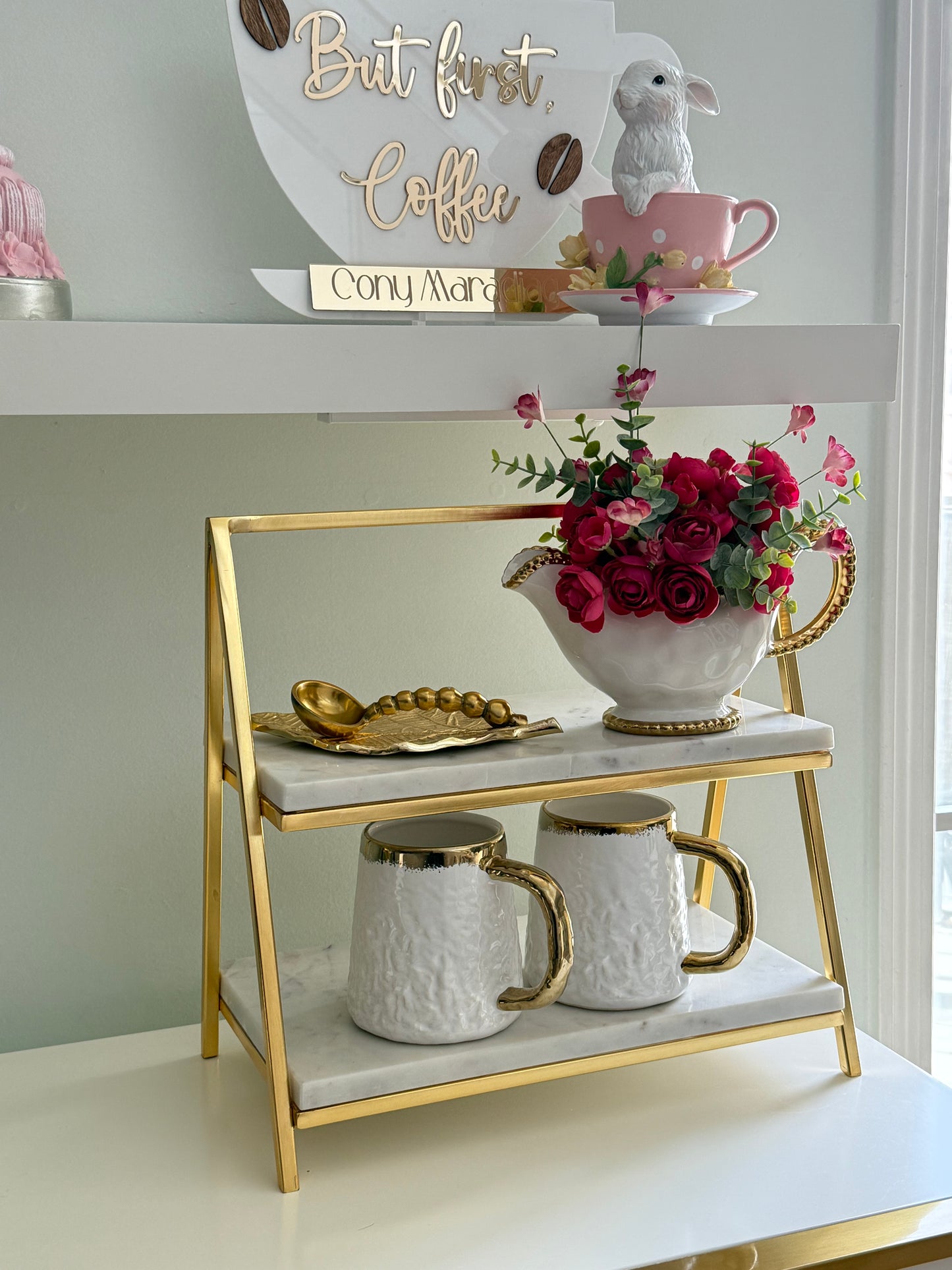 Marble And Gold Two Tier Stand