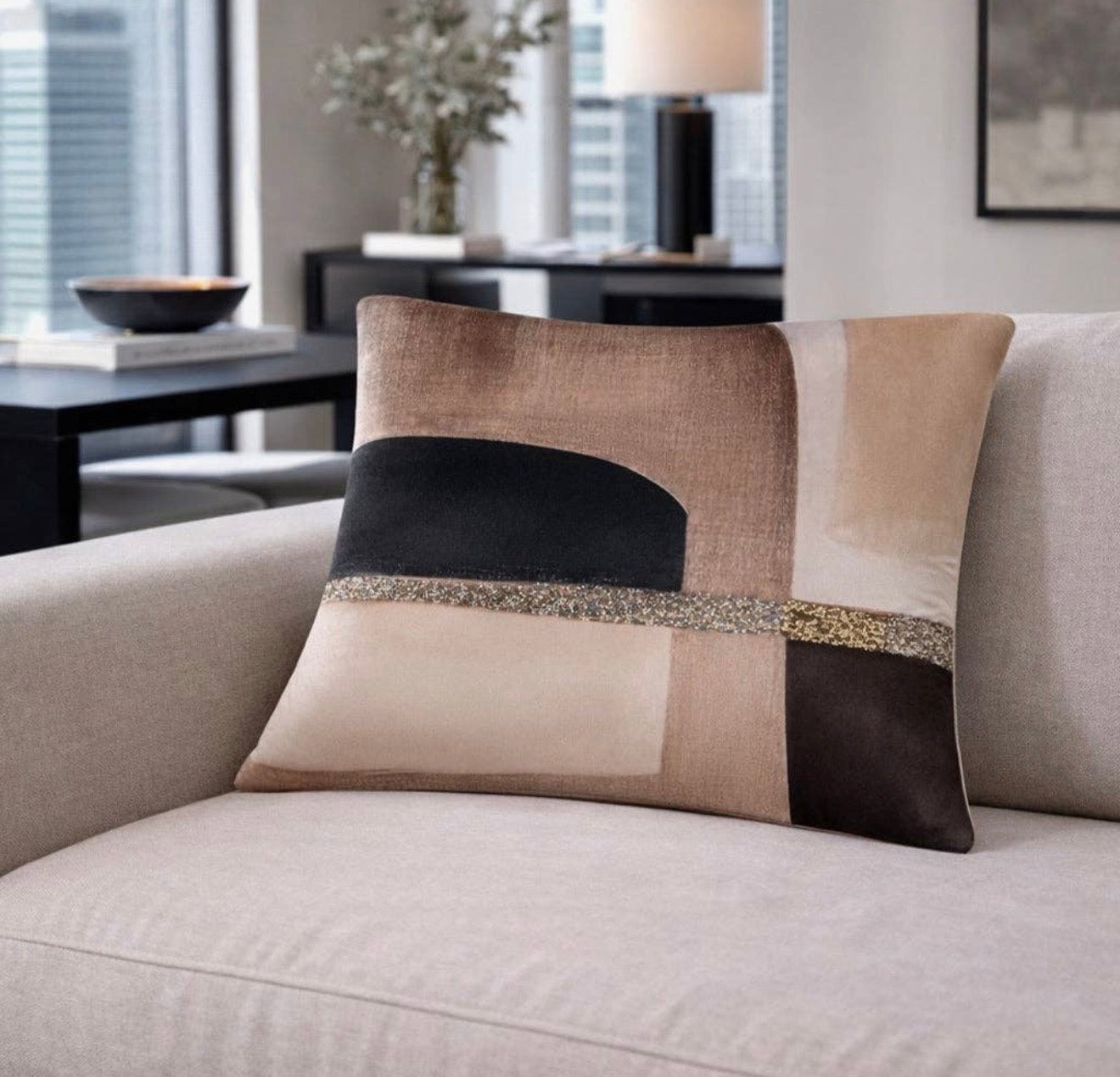 Mocha Abstract Pillow