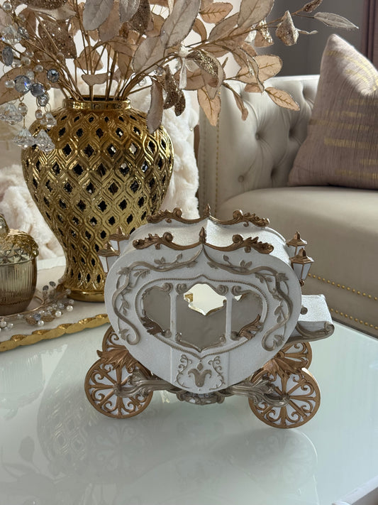 12" White and Gold Carriage