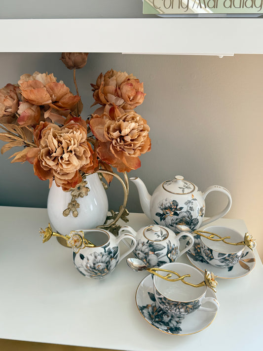 Black Gold Porcelain set of tea 7 pieces