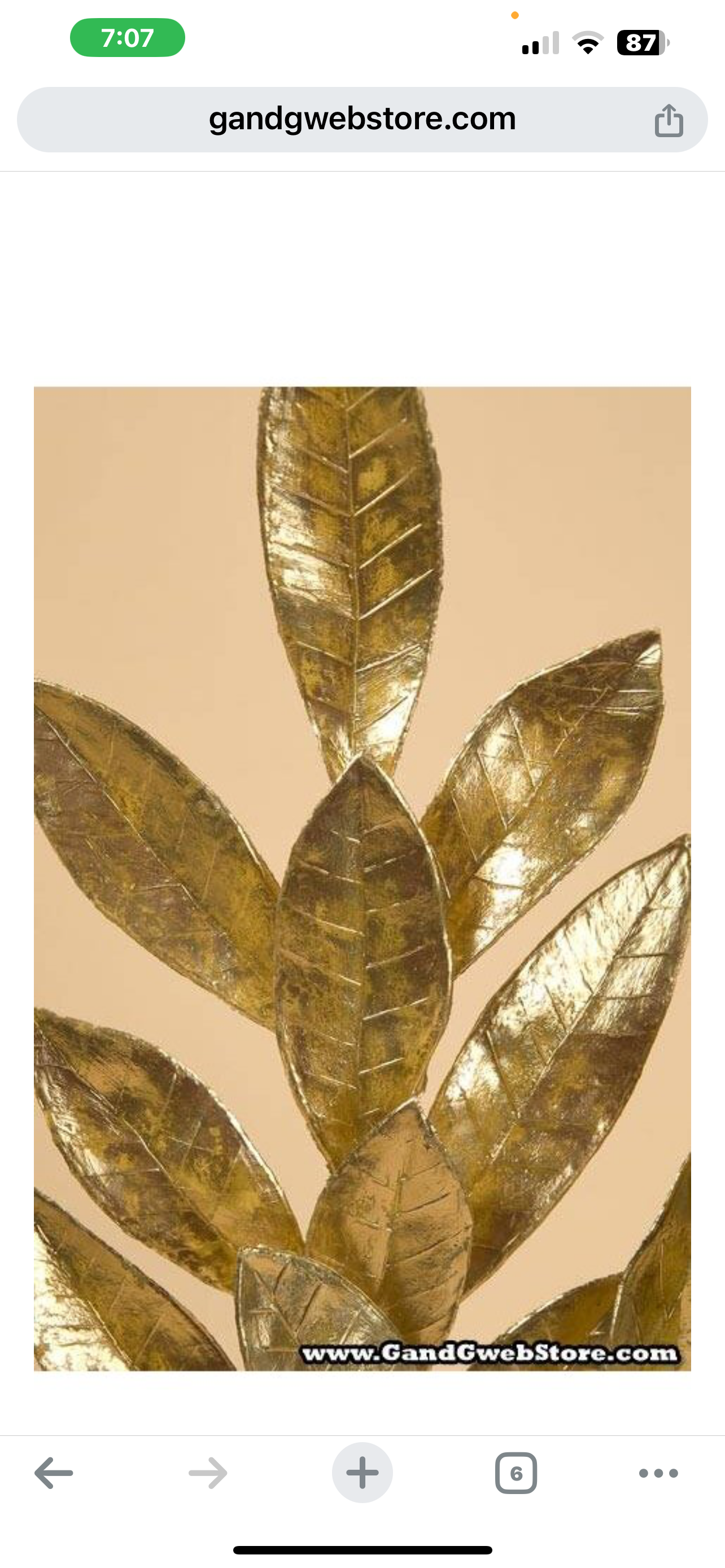 Leaf Stem Gold set of 6