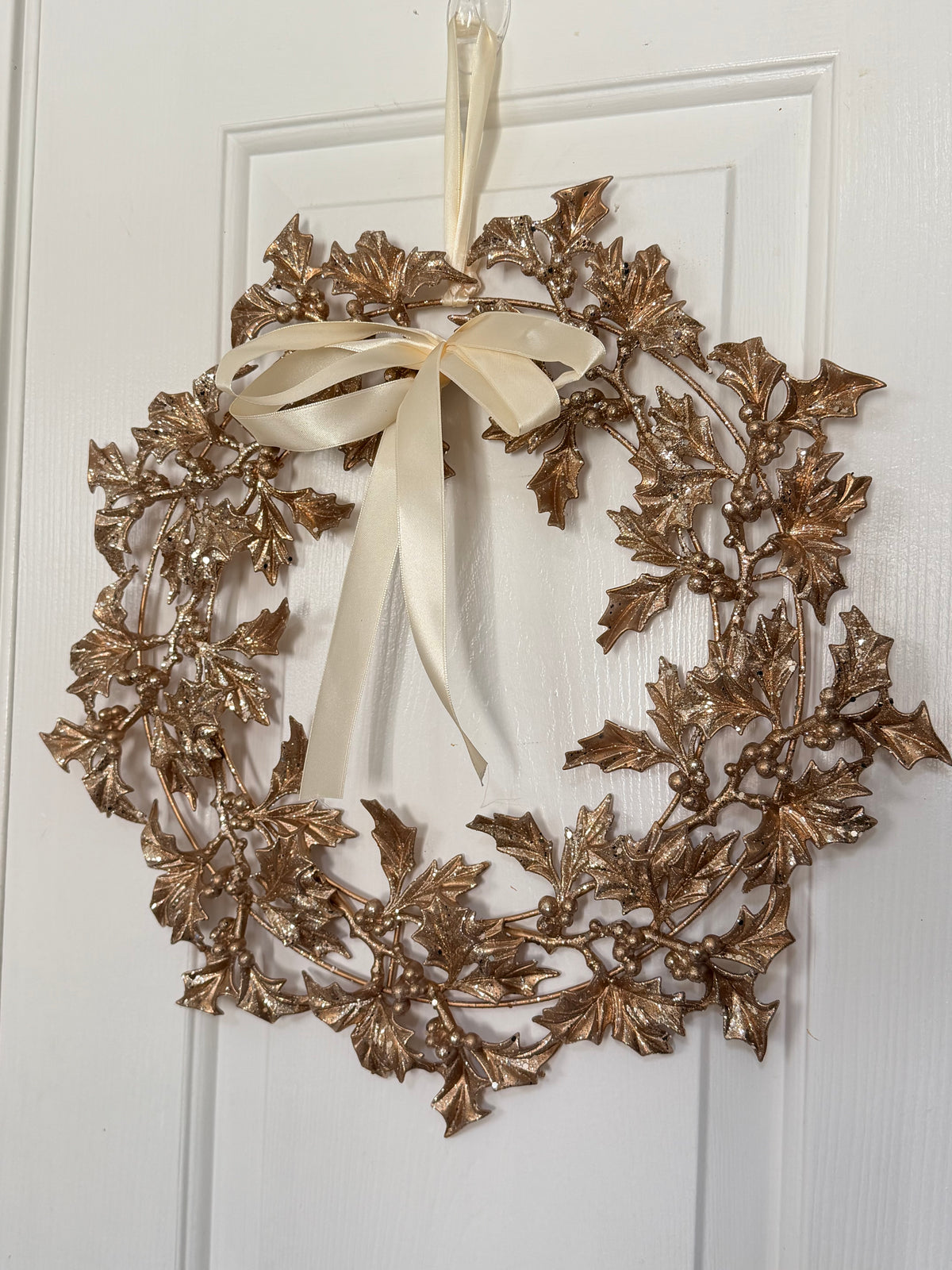 17” Gold Holly Wreath