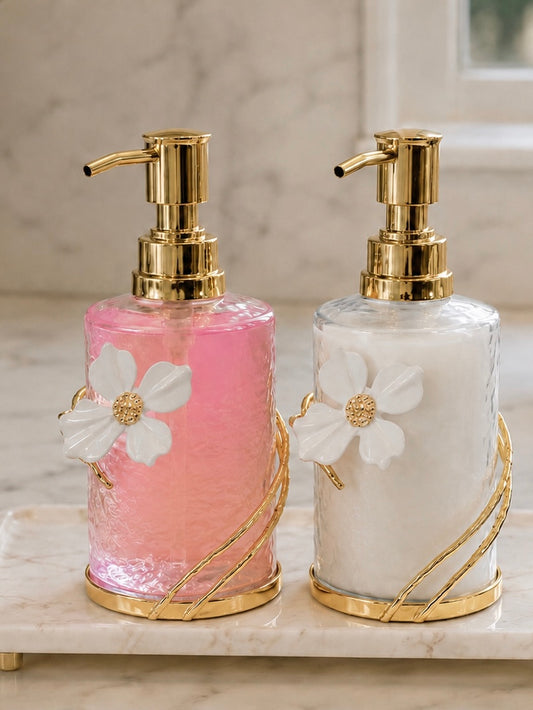 Set Of Two Glass Soap Dispensers