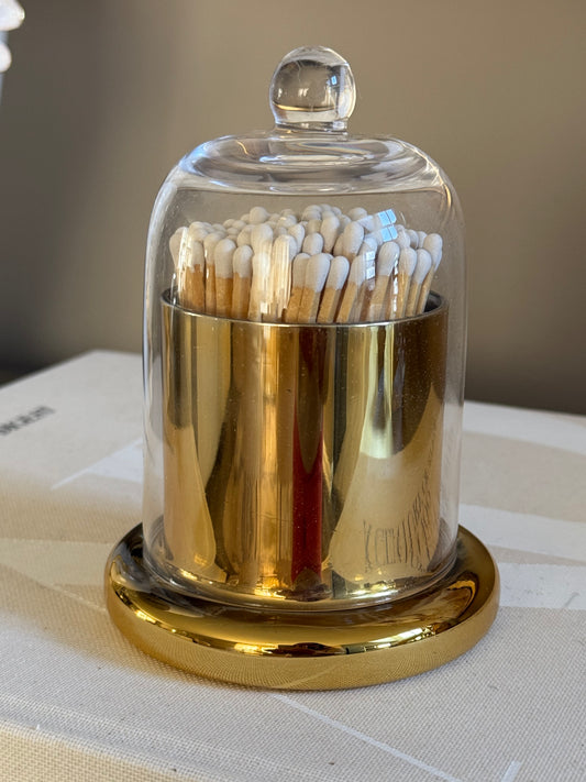 Match Holder Jar Gold Base.