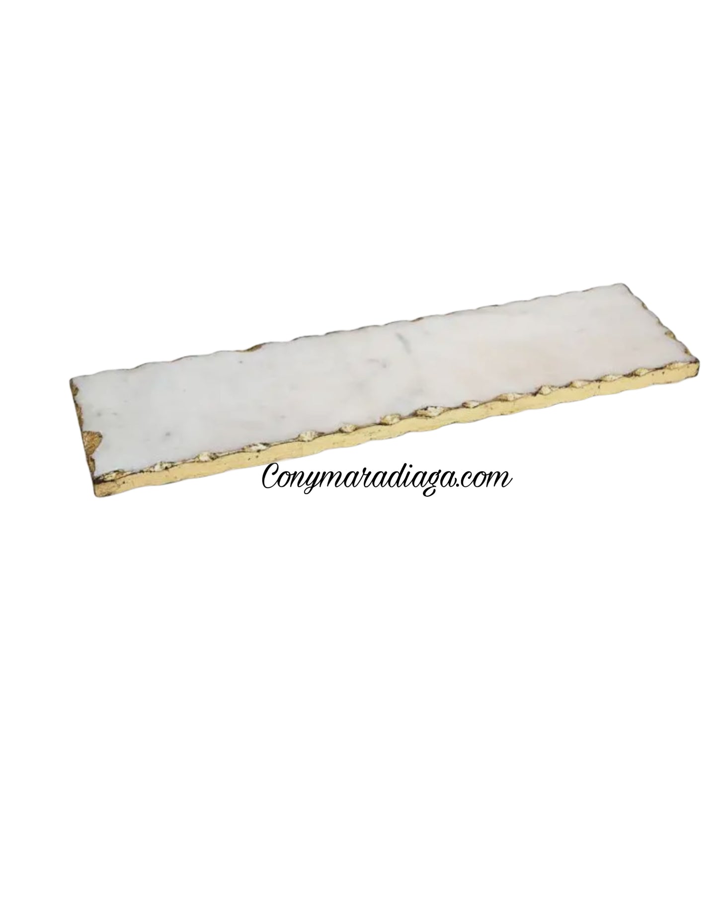 Marble Rectangular tray with Gold Edge