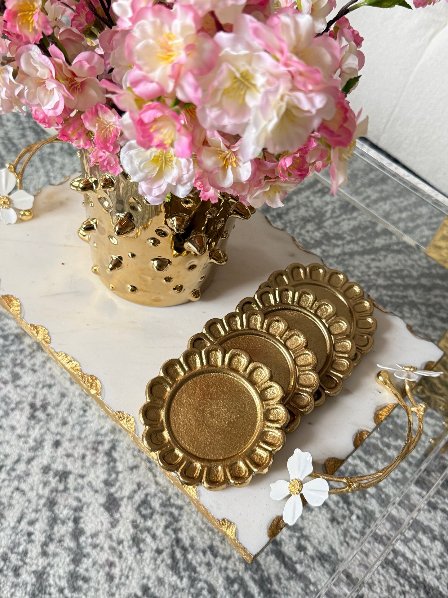 Brass  Gold Coaster set of four .