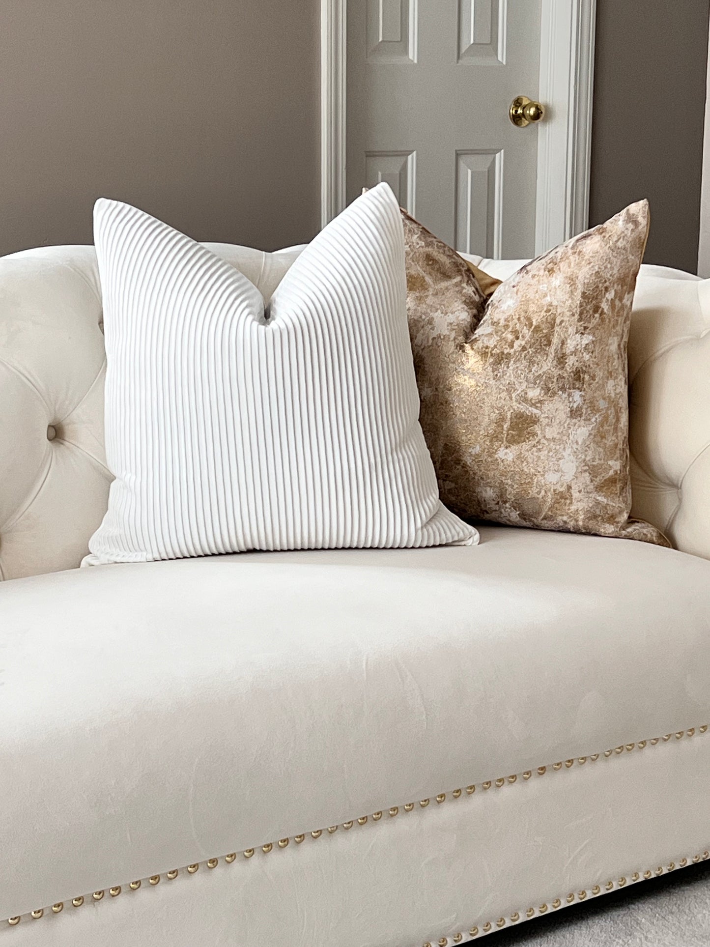 White velvet pillow cover