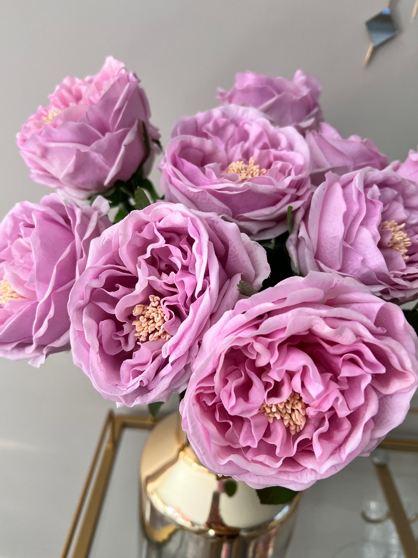 Juego de 4 peonies lila con toque real