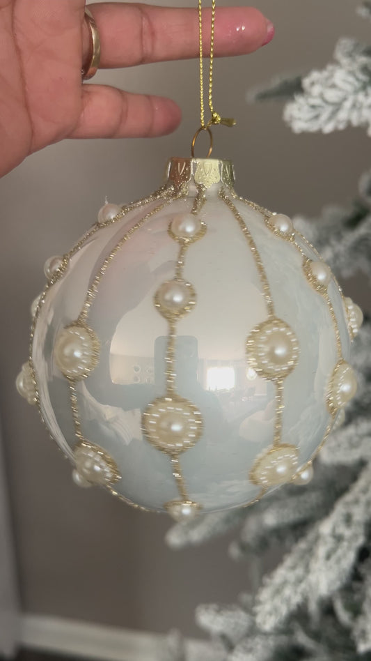 Set of Two Pearl Ornaments(two sphere shapes)